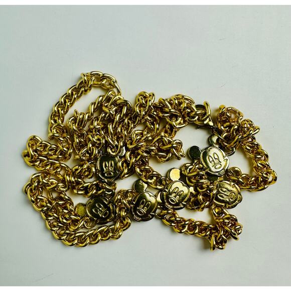Vintage Mickey Mouse Disney Adjustable Chain Belt Glentex New York Gold Tone 42" - Picture 16 of 16